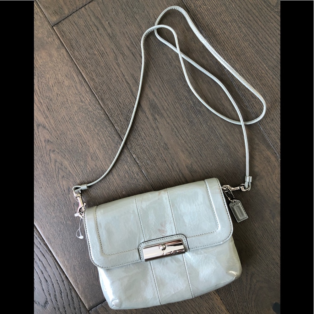 NWOT Light Grey Patent Leather COACH Crossbody